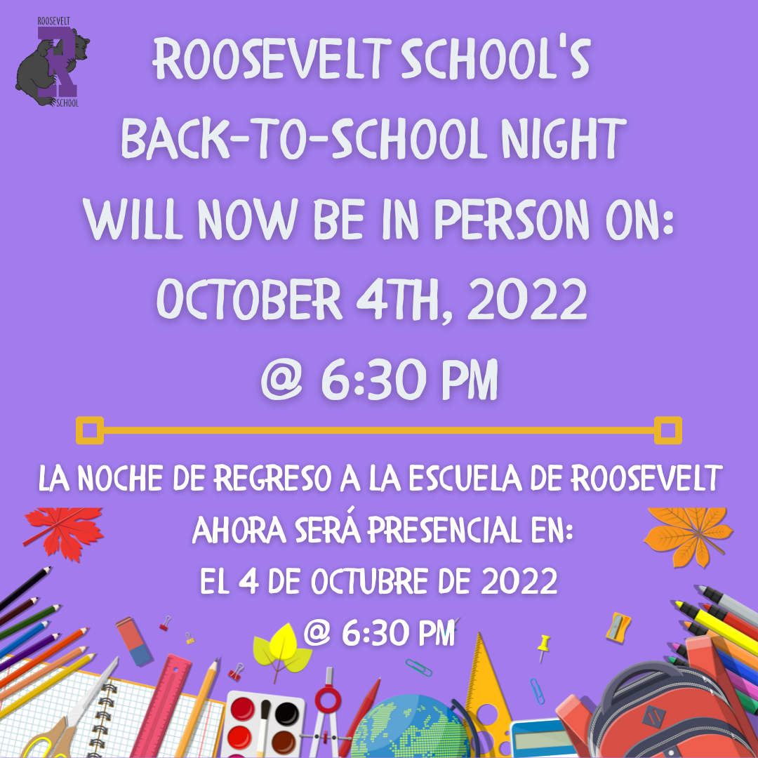 Roosevelt School Back To School Night Notification