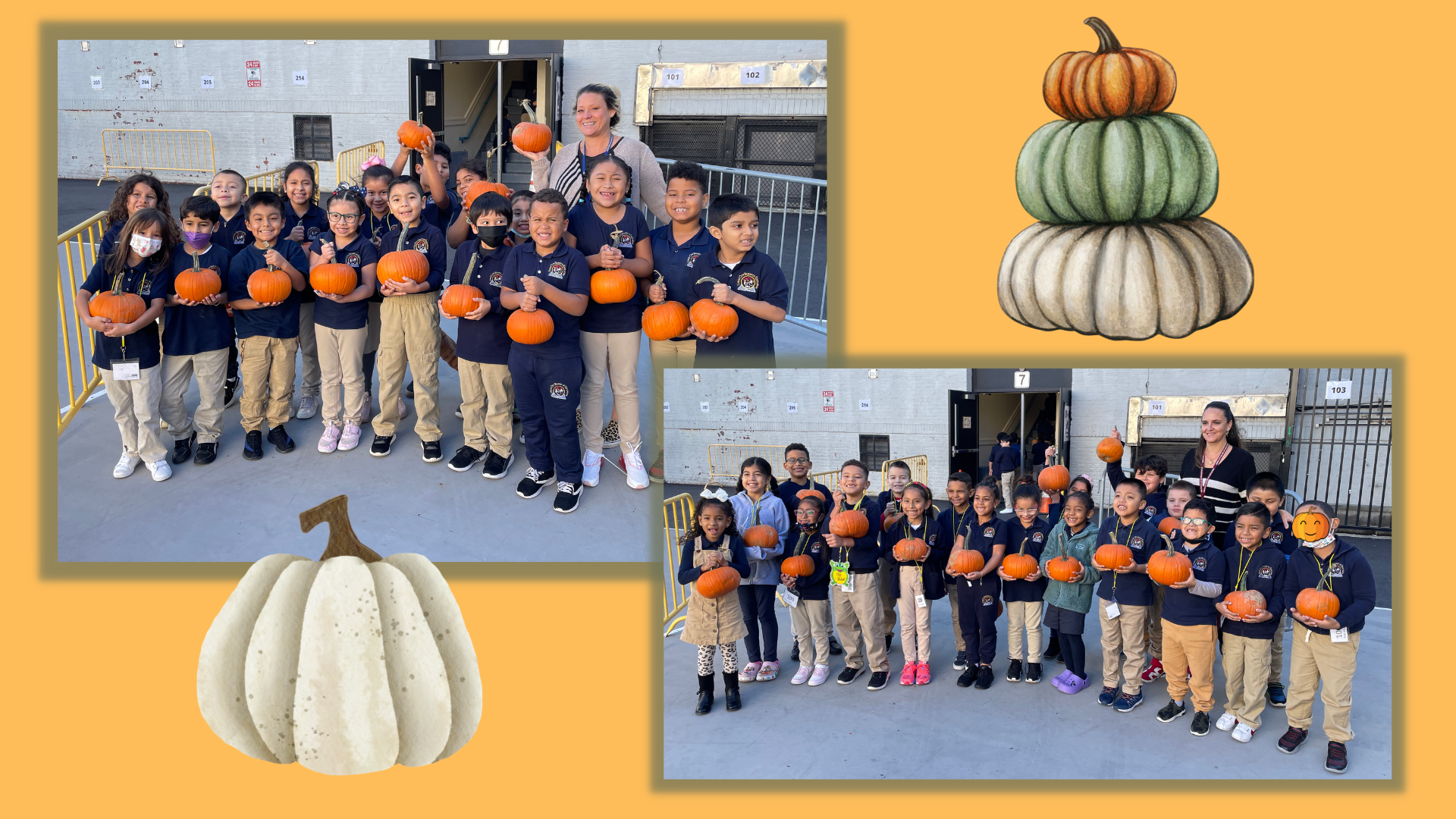 Students enjoying their pumpkins